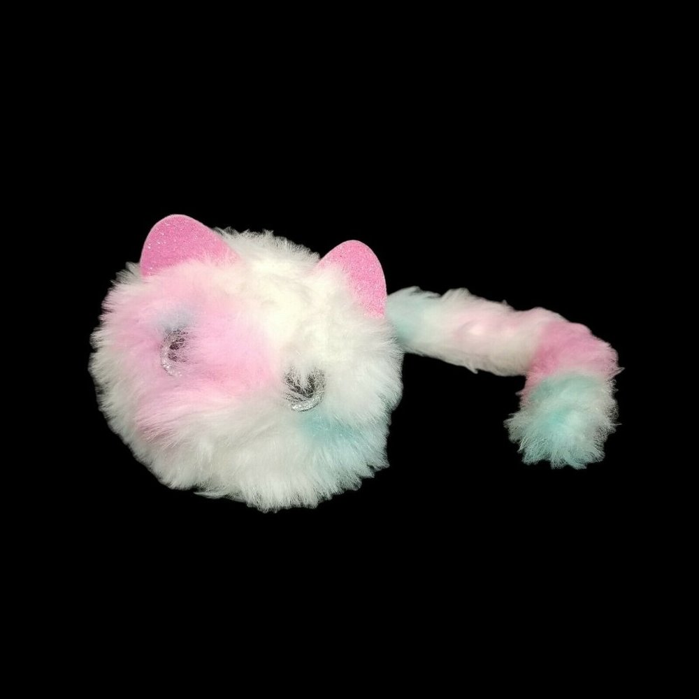 Pomsies Snowball Plush Interactive Toys White Blue Pink Cat Kitten Purrs Talks